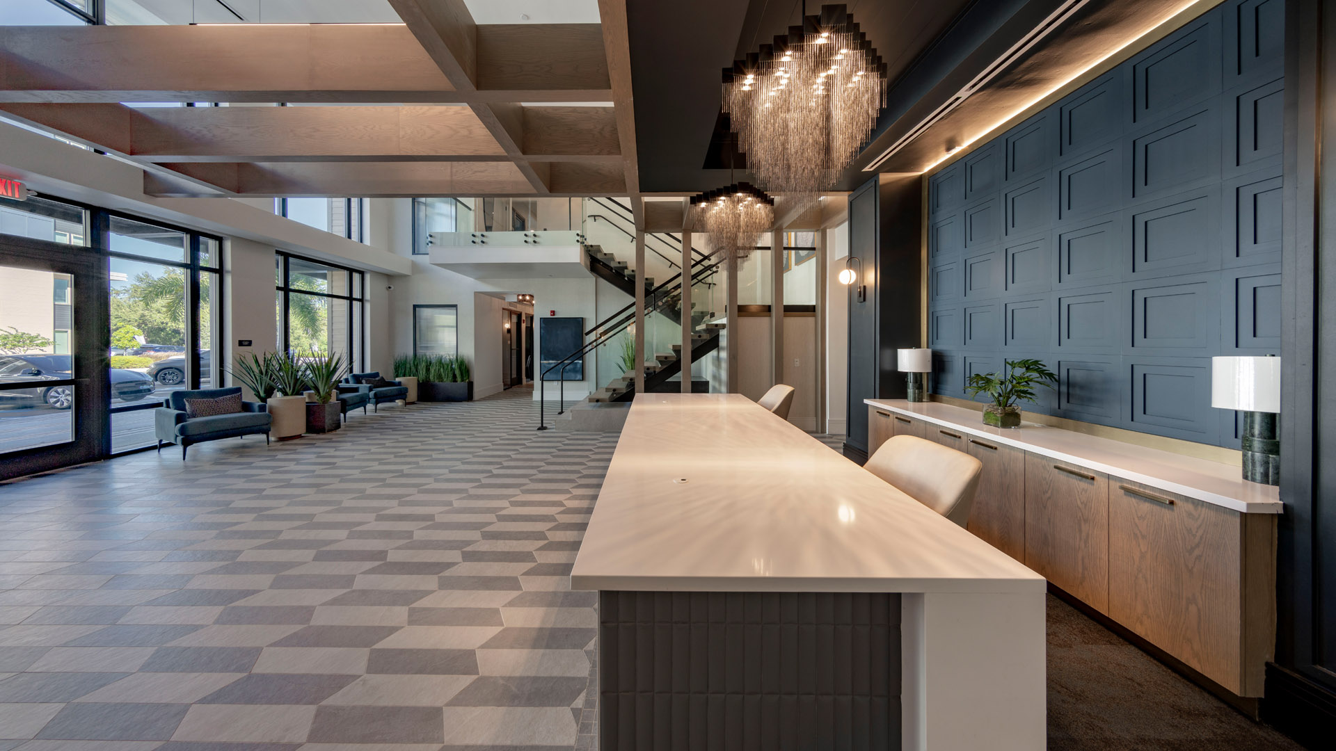 Modern lobby with stylish decor