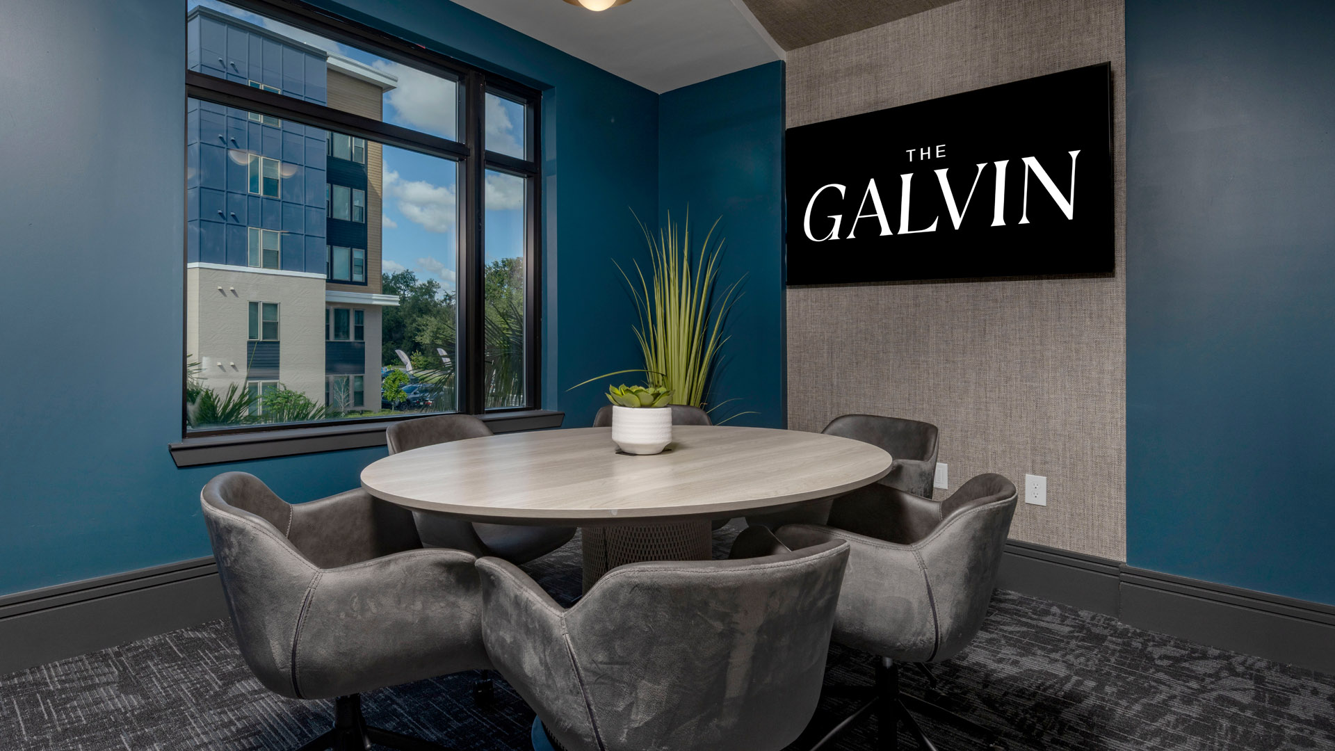 Modern meeting room with stylish decor