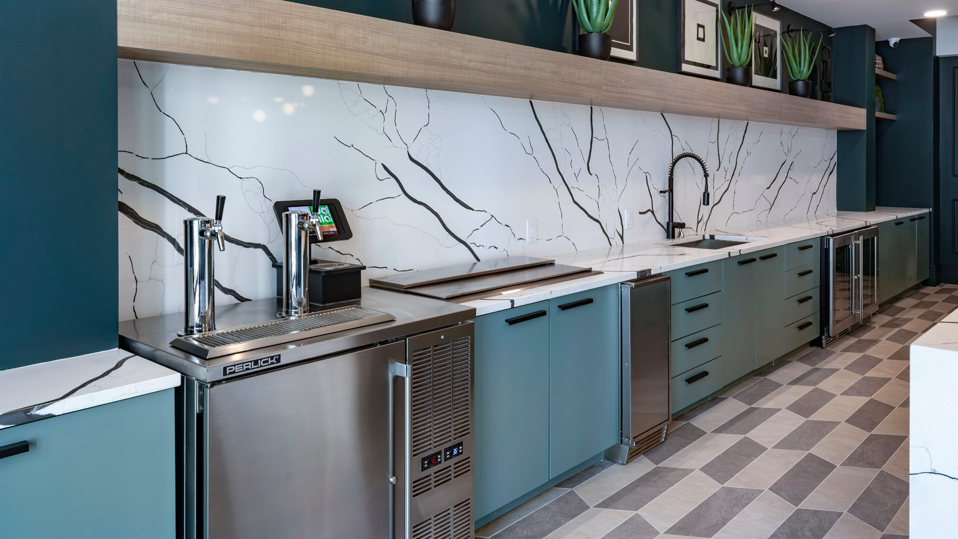 Modern kitchen with sleek design elements.