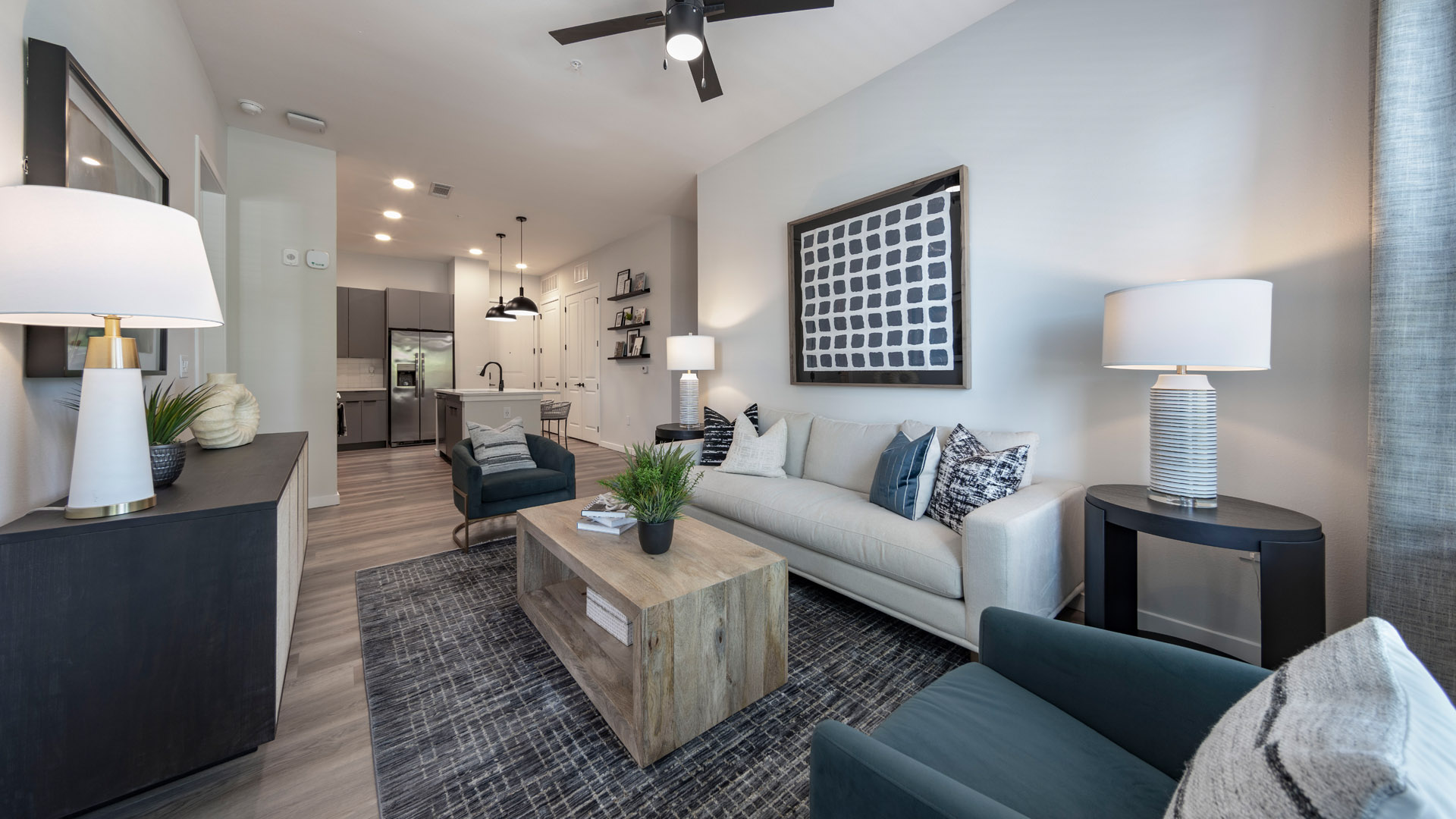 Modern living room with stylish decor