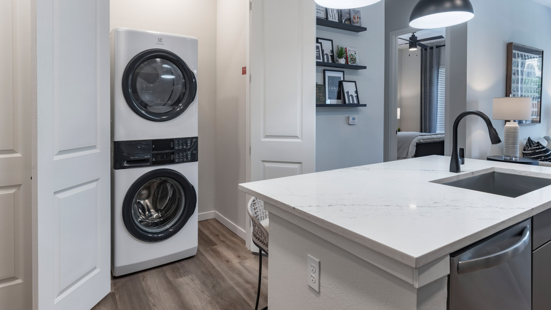 Modern laundry area in stylish kitchen