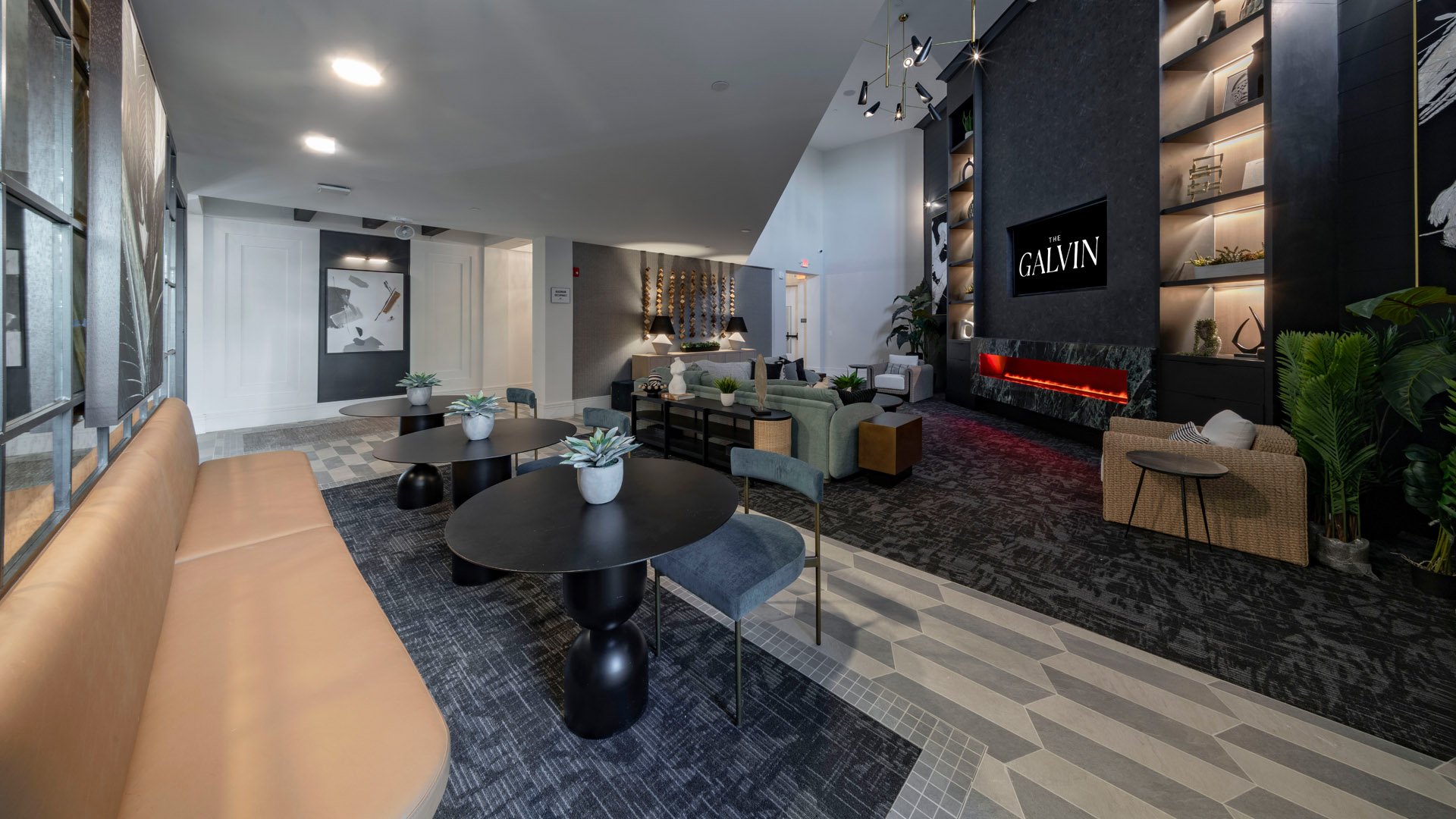 Modern lobby with stylish furnishings.