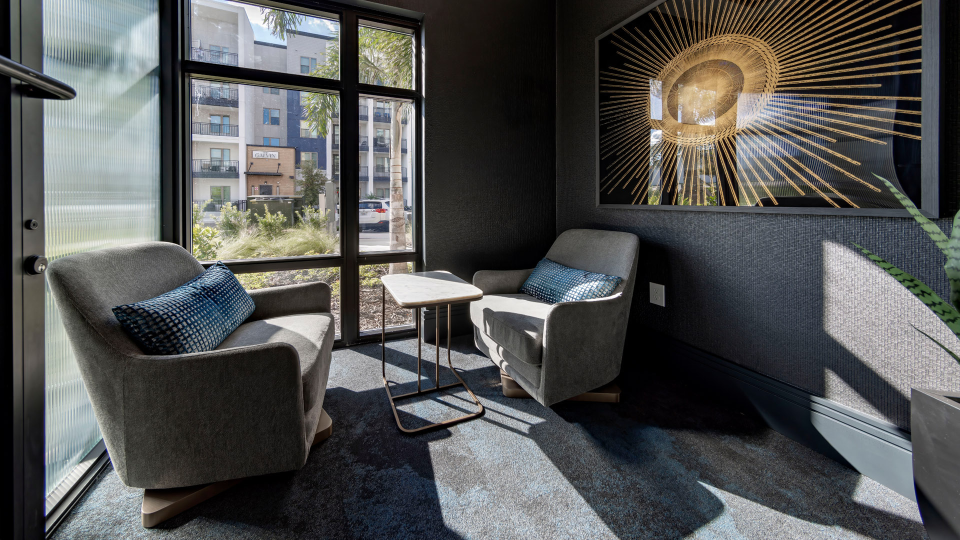 Cozy seating area with modern decor